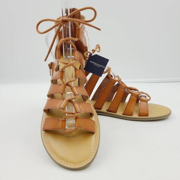 American Eagle Outfitters Shoes - American Eagle Outfitters Back Zip Gladiator Sandal  Tan, Women's Size 9.5  NWT